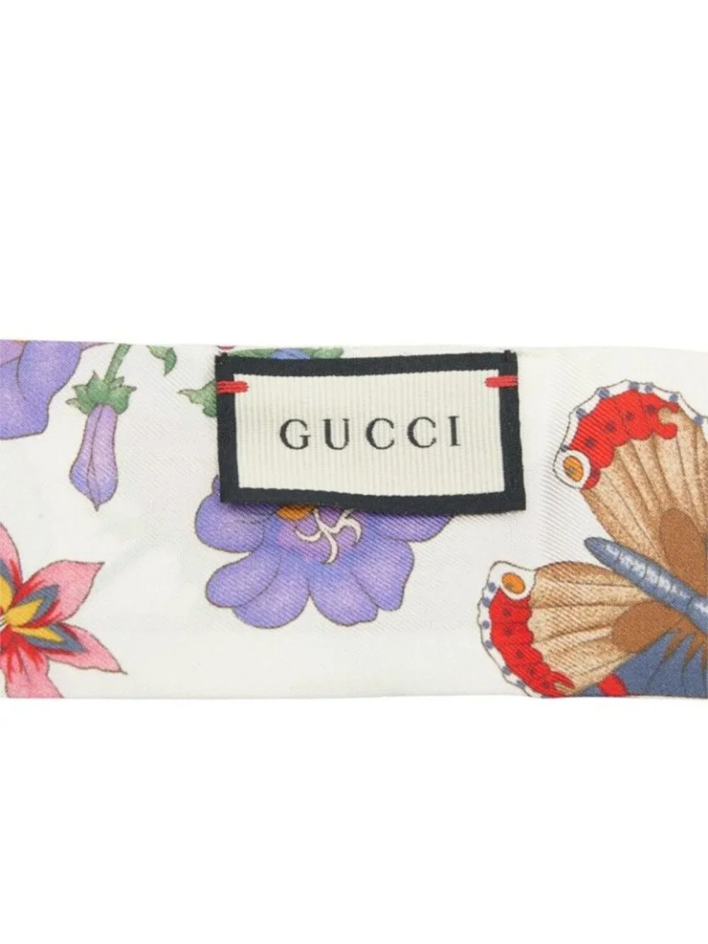 Gucci Scarf White Black Multicolor Silk